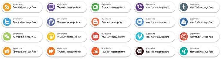 20 anpassningsbar Följ mig social media ikoner sådan som wechat. Google duo. blog och github ikoner. öga fångst och hög kvalitet vektor