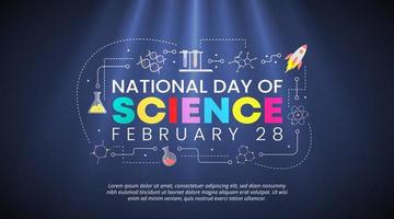 nationell vetenskap dag bakgrund med färgrik vetenskap typografi vektor