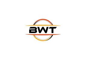 bwt-Buchstaben-Lizenzgebühren-Mandala-Form-Logo. bwt Pinselkunst-Logo. bwt-Logo für ein Unternehmen, ein Geschäft und eine kommerzielle Nutzung. vektor