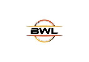 bwl-Buchstaben-Lizenzgebühren-Mandala-Form-Logo. bwl Pinselkunst-Logo. bwl-Logo für ein Unternehmen, ein Geschäft und eine kommerzielle Nutzung. vektor