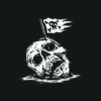 Schädelkopf mit Piratenflagge auf dem Kopf. Vektorillustration. T-Shirt, Logo, Tattoo-Design. vektor