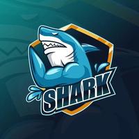 fish shark esport gaming maskot mall. vektor illustration.