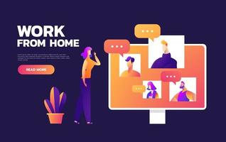 online virtuella fjärrmöten, tv-videokonferens. företagets vd verkställande chef chef och medarbetarlag arbetar hemifrån. vektor