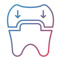 dental krona linje lutning ikon vektor