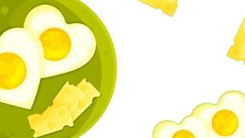 Heller kulinarischer Vektorhintergrund, romantisches Frühstück Rührei mit Käse, romantisches Poster vektor