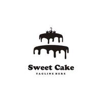 Konditorei-Vorlage Logo-Design-Vektor. Abbildung: Silhouette Kuchen mit Kirschen. vektor