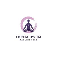 Logo-Design des flachen Kreises des Yogastudios lokalisierte Illustration vektor