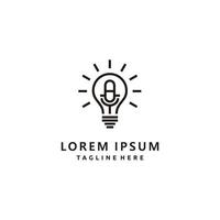 Podcast-Ideen Glühbirne Linie Kunst Logo Design Symbol Vektor