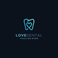 dental klinik linje konst stil logotyp design mall, dental vård kärlek hjärta ikon vektor