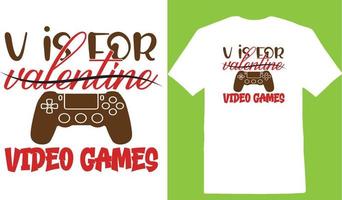 v är för valentine video spel valentine dag t-shirt vektor