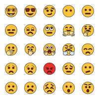 gefüllte Farbumrisssymbole für Emojis. vektor