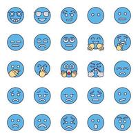 blaue Umrisssymbole für Emojis. vektor