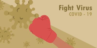 boxningshandske slåss med covid-19-virus vektor