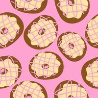 Donuts-Muster. vektorillustration im flachen karikaturstil lokalisiert auf rosa hintergrund vektor