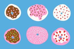 Donuts im Cartoon-Stil. vektorillustration lokalisiert auf blauem hintergrund. vektor