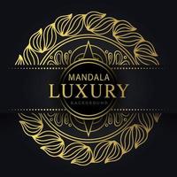 Luxus-Mandala golden mit schwarzem Hintergrund elegantes Design für Jubiläumseinladung Henna vektor