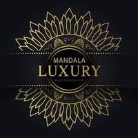 Luxus-Mandala golden mit schwarzem Hintergrund elegantes Design für Jubiläumseinladung Henna vektor