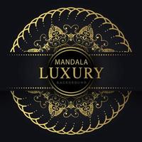 Luxus-Mandala golden mit schwarzem Hintergrund elegantes Design für Jubiläumseinladung Henna vektor