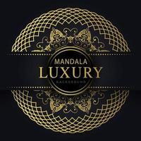 Luxus-Mandala golden mit schwarzem Hintergrund elegantes Design für Jubiläumseinladung Henna vektor