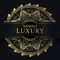 Luxus-Mandala golden mit schwarzem Hintergrund elegantes Design für Jubiläumseinladung Henna vektor