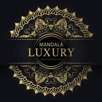 Luxus-Mandala golden mit schwarzem Hintergrund elegantes Design für Jubiläumseinladung Henna vektor