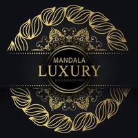 Luxus-Mandala golden mit schwarzem Hintergrund elegantes Design für Jubiläumseinladung Henna vektor