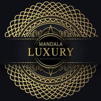 Luxus-Mandala golden mit schwarzem Hintergrund elegantes Design für Jubiläumseinladung Henna vektor