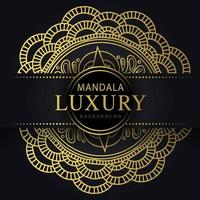 Luxus-Mandala golden mit schwarzem Hintergrund elegantes Design für Jubiläumseinladung Henna vektor