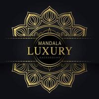 Luxus-Mandala golden mit schwarzem Hintergrund elegantes Design für Jubiläumseinladung Henna vektor