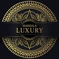 Luxus-Mandala golden mit schwarzem Hintergrund elegantes Design für Jubiläumseinladung Henna vektor