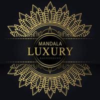 Luxus-Mandala golden mit schwarzem Hintergrund elegantes Design für Jubiläumseinladung Henna vektor