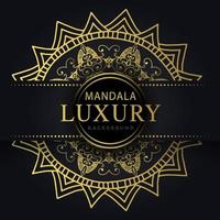 Luxus-Mandala golden mit schwarzem Hintergrund elegantes Design für Jubiläumseinladung Henna vektor