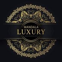 Luxus-Mandala golden mit schwarzem Hintergrund elegantes Design für Jubiläumseinladung Henna vektor