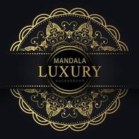 Luxus-Mandala golden mit schwarzem Hintergrund elegantes Design für Jubiläumseinladung Henna vektor