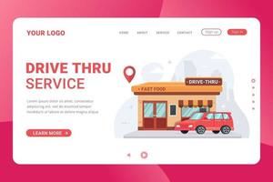 Landingpage-Vorlage fahren durch Fast-Food-Restaurant Vektor-Illustration vektor