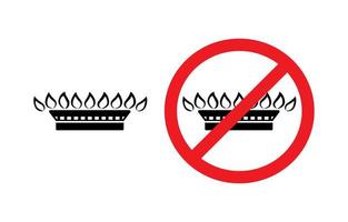 gas och Nej gas ikon. naturlig gas spis brännare. restriktioner på de använda sig av av gas i hushåll och industrier. en tecken av kosta minskning. isolerat vektor illustration