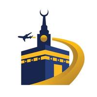 Kabah und Flugzeug-Reise-Logo-Vektor-Design vektor