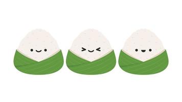 onigiri karaktär. onigiri på vit bakgrund. onigiri logotyp design. japan ris boll. vektor