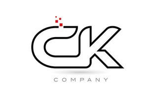 ck verbundenes Alphabet-Buchstaben-Logo-Symbol-Kombinationsdesign mit Punkten und roter Farbe. kreative Vorlage für Unternehmen und Unternehmen vektor