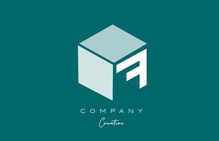 kub f tre brev kub alfabet brev logotyp ikon design med grön pastell Färg. kreativ design mall för företag och företag vektor