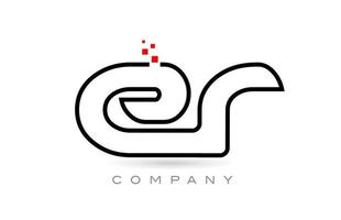 er ansluten alfabet brev logotyp ikon kombination design med prickar och röd Färg. kreativ mall för företag och företag vektor