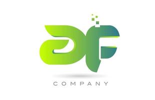 Verbundenes af-Alphabet-Buchstaben-Logo-Symbol-Kombinationsdesign mit Punkten und grüner Farbe. kreative Vorlage für Unternehmen und Unternehmen vektor