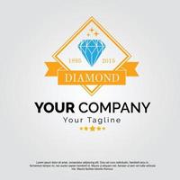 Diamant-Vektorsymbole. schwarzer, linearer und farbiger Stil. abstrakte Schmuck-Edelsteine, isoliert auf weiss. blaue Kristalle. Schmuck-Logo-Design. kostenloser Vektor