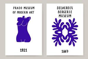 ett abstrakt uppsättning av matisse posters skildrar ett abstrakt ansikte och geometrisk former. estetisk samtida konst, illustration, vektor, affisch, vykort. vektor