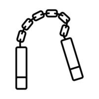 Nunchaku-Symbollinie isoliert auf weißem Hintergrund. schwarzes, flaches, dünnes Symbol im modernen Umrissstil. Lineares Symbol und bearbeitbarer Strich. einfache und pixelgenaue strichvektorillustration vektor