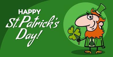 Saint Patrick Day Design mit Cartoon-Kobold mit Klee vektor