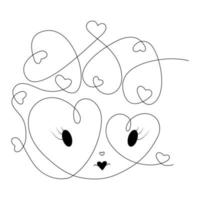 Kontinuierliche Linienzeichnung Herzliebeszeichen im Cartoon-Stil, das aus vielen Herzen besteht. Liebe Valentinstag vektor