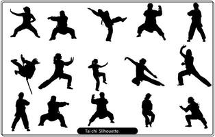 schönes tai chi silhouette vektorbündel. frei vektor