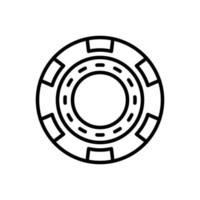 kasino chip, poker chip ikon i linje stil design isolerat på vit bakgrund. redigerbar stroke. vektor