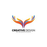 Walschwanz kreatives Design mit handgrafischem Logo bunt vektor